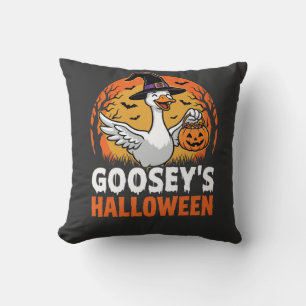 Coussin Dessin animé rétro d'oie sorcière d'Halloween de G