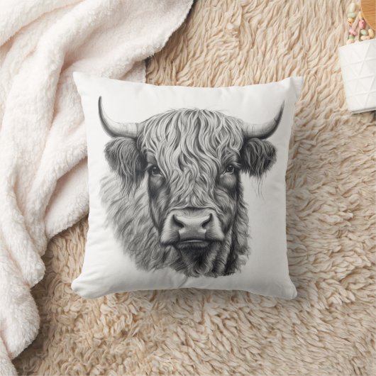Coussin Dessin artistique graphique de vache des Highlands (Couverture)