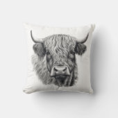 Coussin Dessin artistique graphique de vache des Highlands (Recto)