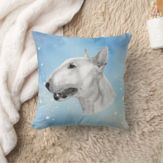 Coussin dessin au crayon Bull Terrier