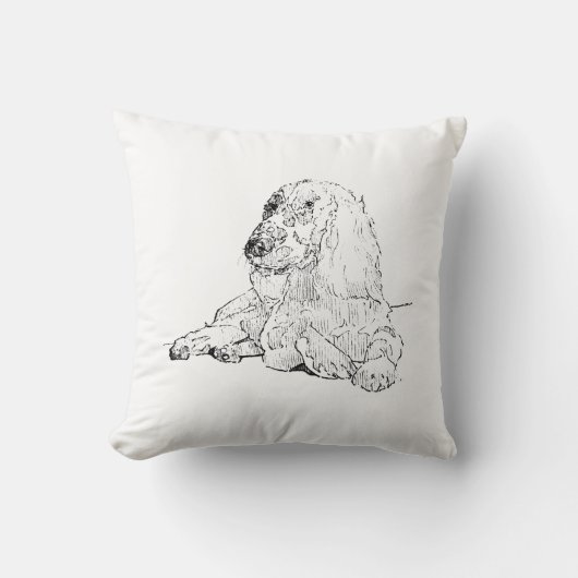 Coussin Dessin au trait de Cocker Spaniel Art Chien (Recto)