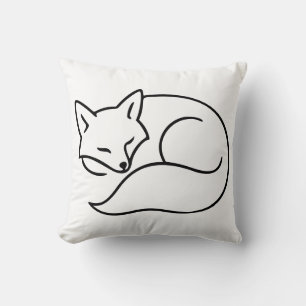 Coussin Dessin au trait de renard endormi – Motif d'animal