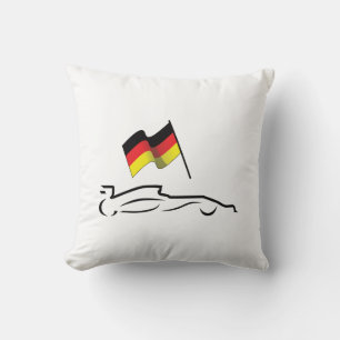 Coussin Dessin au trait de voiture de course avec drapeau 