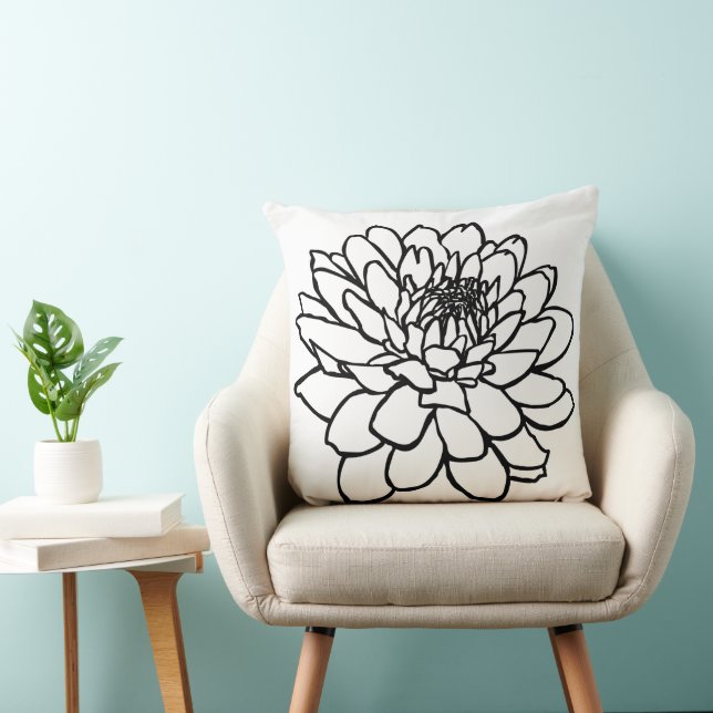 Coussin Dessin Chrysanthème (Chaise)