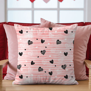 Coussin Dessin Cœurs Noirs Roses Meilleure Saint-V
