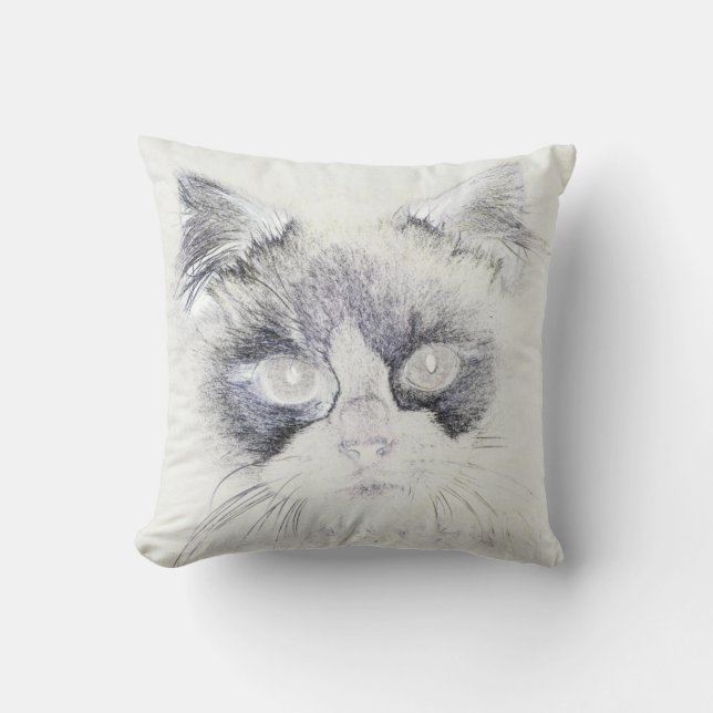 Coussin Dessin crayon de chat (Recto)