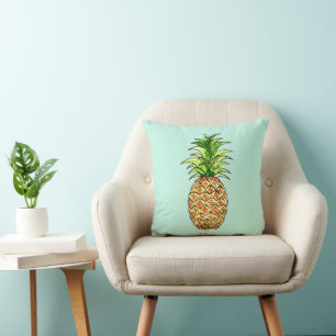 Coussin dessin d'ananas aquarelle