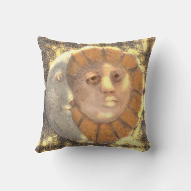 Coussin Dessin d'art de relique de symbole de soleil et de (Verso)