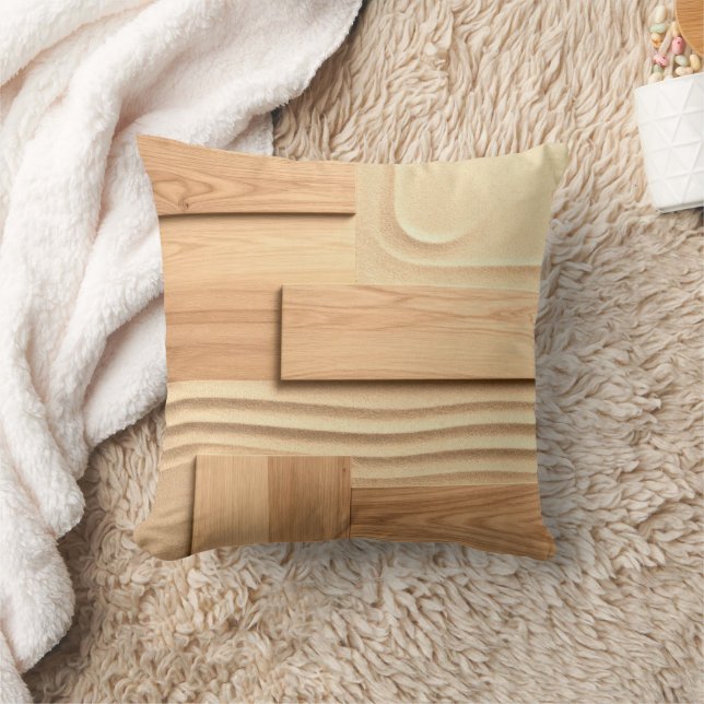Coussin Dessin de bois géométrique sur sable (Couverture)