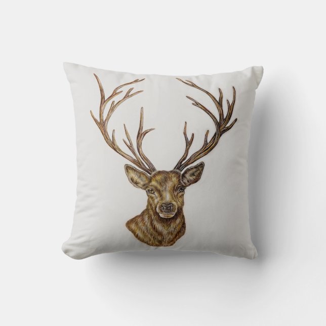 Coussin Dessin de cerfs de bois d'art animal (Recto)