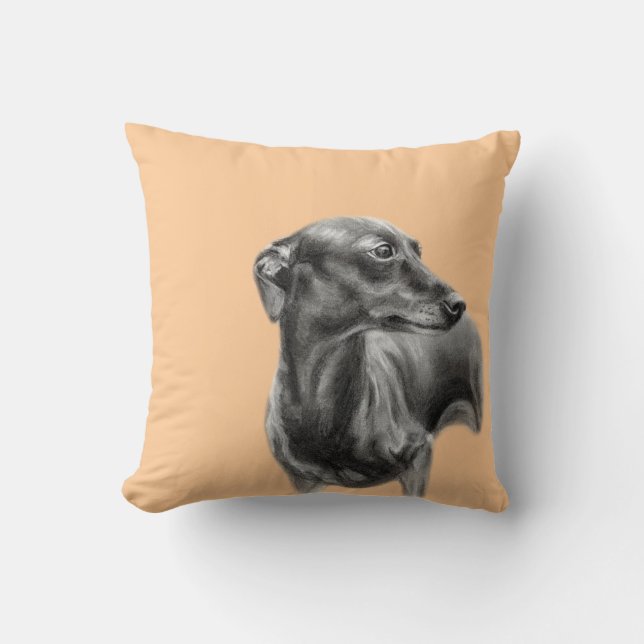 Coussin Dessin de charbon de Gryhound (Recto)