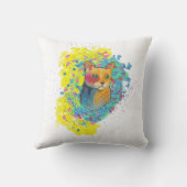 Coussin dessin de chat coloré (Verso)