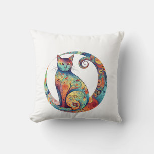 Coussin dessin de chat coloré mignon