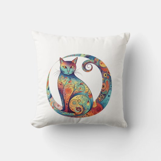 Coussin dessin de chat coloré mignon (Recto)