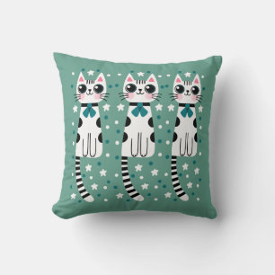Coussin Dessin de chat gribouillé fantaisiste et original