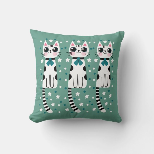 Coussin Dessin de chat gribouillé fantaisiste et original (Recto)