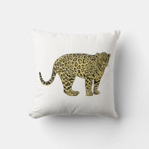 Coussin Dessin de chat tacheté vintage léopard guépard
