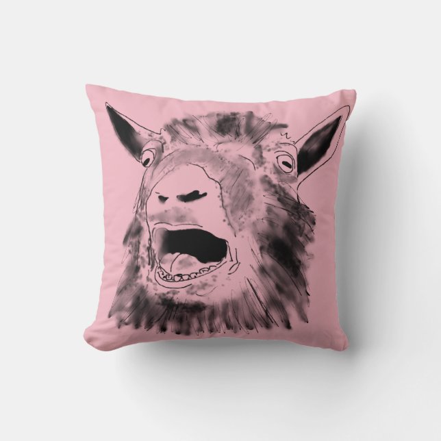 Coussin Dessin de chèvre drôle hurlant irky Animal Art (Recto)