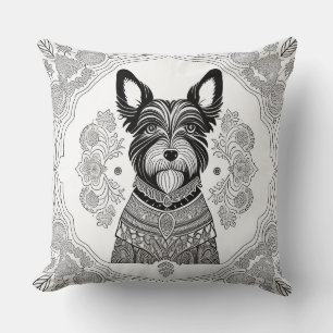 Coussin Dessin de chien en lignes détaillées
