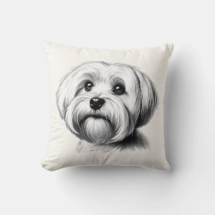 Coussin Dessin de chien maltais