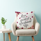 Coussin Dessin de citation florale Rose Élégante (Chaise)