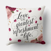 Coussin Dessin de citation florale Rose Élégante (Verso)