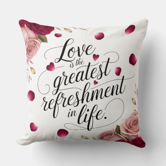 Coussin Dessin de citation florale Rose Élégante (Recto)