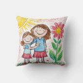 Coussin Dessin de Crayon Sisterly Love (Verso)