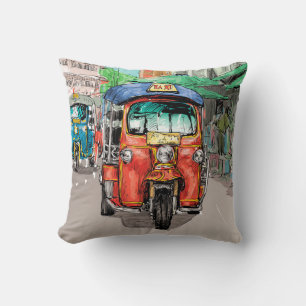 Coussin Dessin de croquis de taxi de ville très cool