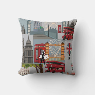 Coussin Dessin de dessin de dessin de Londres mignon et co