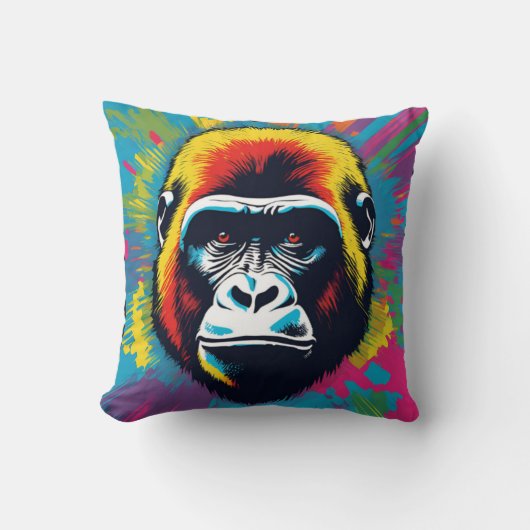 Coussin Dessin de dessin de peinture Gorilla Pop (Recto)