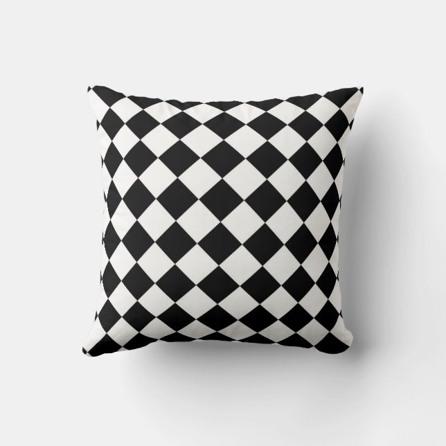 Coussin Dessin de drapeau à damier noir et blanc (Verso)