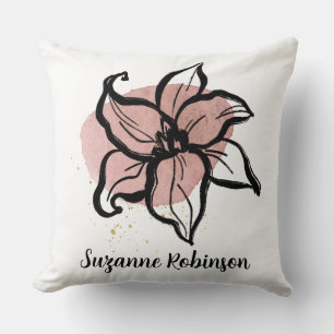 Coussin Dessin de fleurs en ligne (PERSONNALISER)