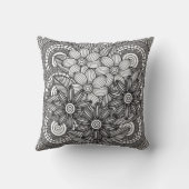 Coussin Dessin de fleurs monochromes (Verso)