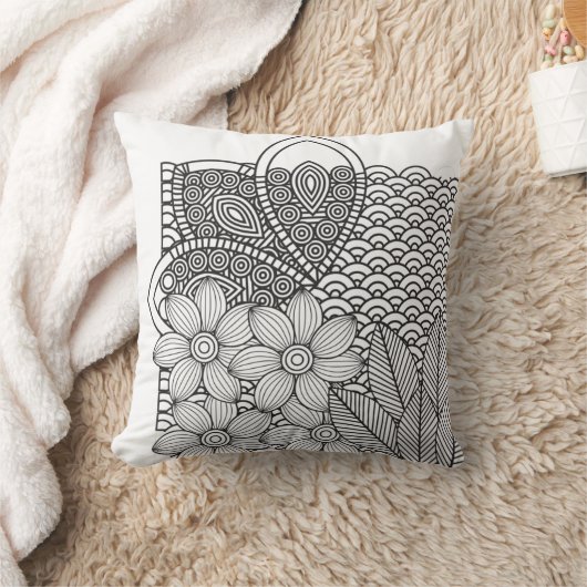 Coussin Dessin de fleurs monochromes (Couverture)