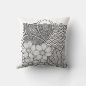 Coussin Dessin de fleurs monochromes (Verso)