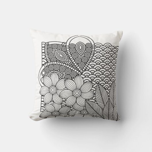 Coussin Dessin de fleurs monochromes (Recto)