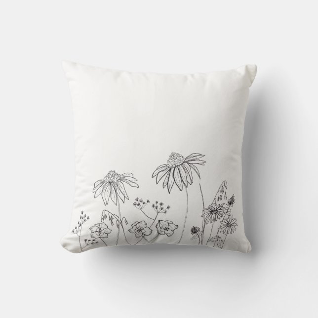 Coussin Dessin de fleurs sauvages (Recto)