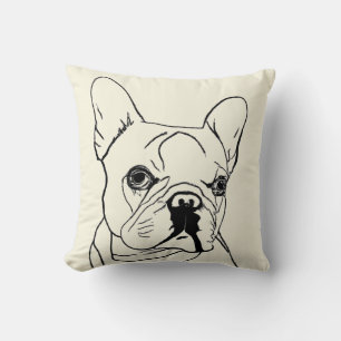 Coussin Dessin de la ligne de crème Bulldog française tend