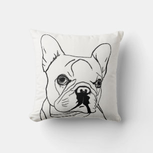 Coussin Dessin de la ligne noire et blanche du Bulldog fra