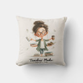 Coussin Dessin de l'enseignant mignon avec "Mode enseignan (Recto)