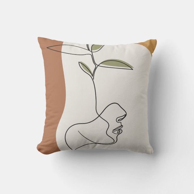 Coussin Dessin de ligne de fleurs, mode de visage créatif  (Recto)