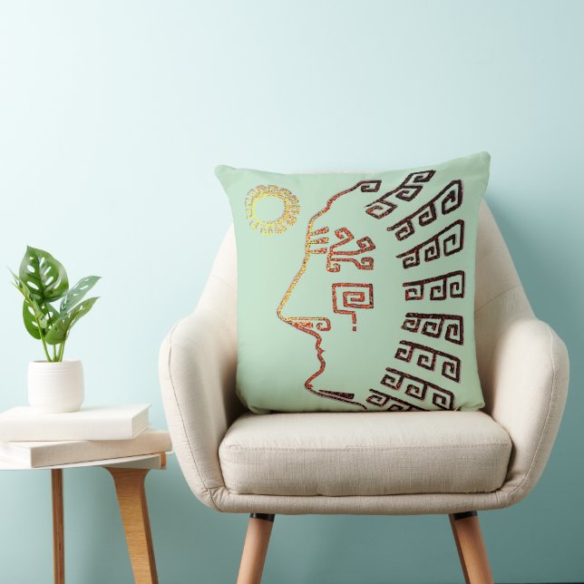 Coussin Dessin de Machu Picchu élégant moderne sur fond ve (Chaise)