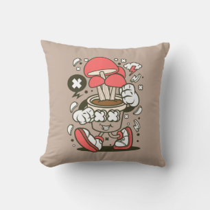 Coussin Dessin de personnage de champignon pointé cool