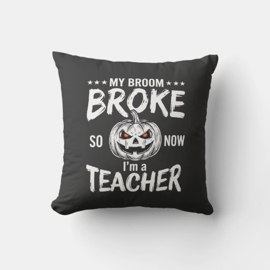 Coussin Dessin de professeur d'Halloween drôle balai cassé (Recto)