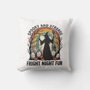 Coussin Dessin de silhouette de cimetière d'Halloween de s