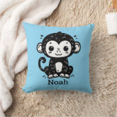 Coussin Dessin de Singe Bébé mignon - Kawaii Nursery Art (Couverture)