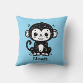 Coussin Dessin de Singe Bébé mignon - Kawaii Nursery Art (Verso)