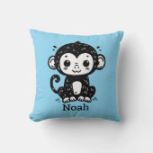 Coussin Dessin de Singe Bébé mignon - Kawaii Nursery Art (Recto)