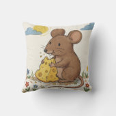 Coussin Dessin de souris adorable mangeant du fromage pour (Verso)